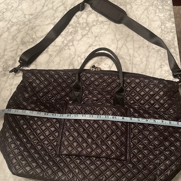 Designer quilted travel zipper bag with bamboo pulls.  Very roomy! Used ONCE! - Picture 8 of 13